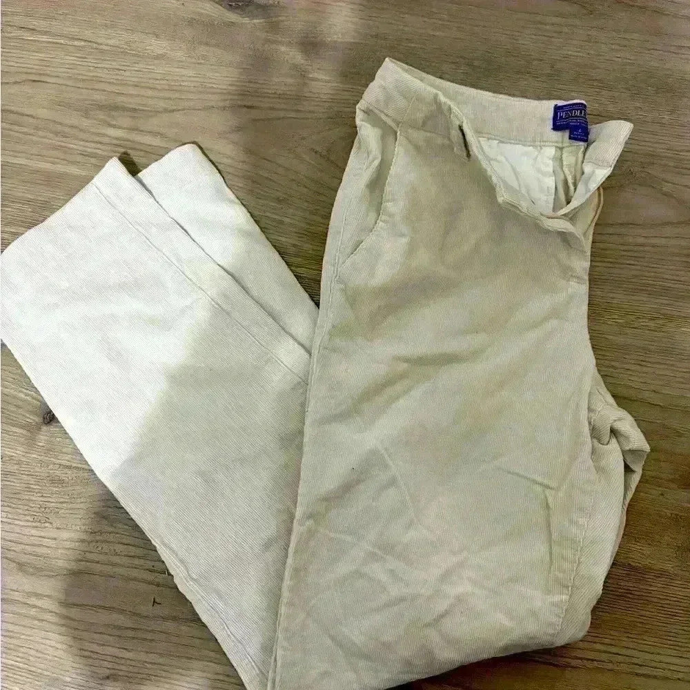 Pendleton Women’s Size 4 Cream/Tan Cotton Corduroy  Straight Leg Pants